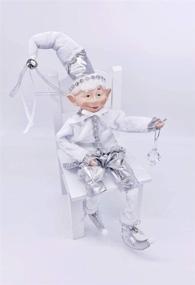 img 2 attached to 🎅 Exquisite AtoZ Posable Elf with Ornament: 21" Tall Christmas Elves Decoration in White/Silver - New Peace and Joy Collection