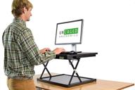 portable changedesk mini: affordable small standing desk converter for laptops, single computer monitors - lightweight ergonomic sit-stand tabletop riser with adjustable height logo