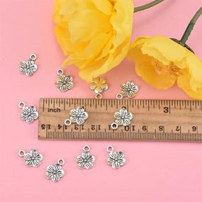 img 1 attached to 🌺 Wholesale Antique Silver Plated Flowers Charms Pendant for DIY Bracelets and Necklaces - 100pcs, 15mmx11mm (A283)