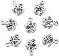 🌺 wholesale antique silver plated flowers charms pendant for diy bracelets and necklaces - 100pcs, 15mmx11mm (a283) logo