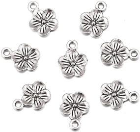 img 2 attached to 🌺 Wholesale Antique Silver Plated Flowers Charms Pendant for DIY Bracelets and Necklaces - 100pcs, 15mmx11mm (A283)