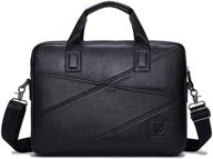 👜 versatile leather business briefcase: laptop messenger bag and office handbag for men and women logo