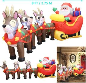 img 4 attached to 🎅 Joiedomi 9.5 Foot Inflatable Santa Claus on Sleigh with Three Reindeer: LED Light Up Christmas Xmas Decoration for Yard, Indoor/Outdoor Garden