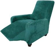 🛋️ teal premium velvet recliner cover with side pocket - ultimate stretch slipcover for living room furniture - protect and style your recliner chair logo