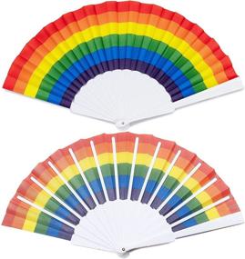 img 1 attached to 🌈 Colorful Hand Held Fans Rainbow Folding Fans for Pride Celebration & Party Decorations - Pack of 12 - Perfect for Women, Men & Activists!