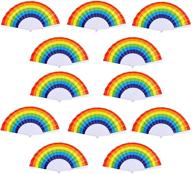 🌈 разноцветные веера-раскладушки с ручкой для прайд-празднования и декора на вечеринке - набор из 12 штук - идеально для женщин, мужчин и активистов! логотип