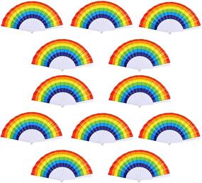 img 4 attached to 🌈 Colorful Hand Held Fans Rainbow Folding Fans for Pride Celebration & Party Decorations - Pack of 12 - Perfect for Women, Men & Activists!