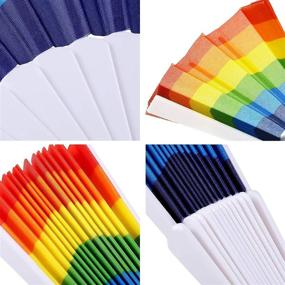 img 2 attached to 🌈 Colorful Hand Held Fans Rainbow Folding Fans for Pride Celebration & Party Decorations - Pack of 12 - Perfect for Women, Men & Activists!