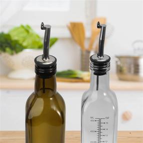 img 2 attached to TAOUNOA 6 Pack 17OZ Oil Dispenser Set: Green Olive Oil Bottle + Transparent Cooking Oil Dispenser with Graduated 500ml Square Glass Bottle - Control Dosage with Nozzle Plug