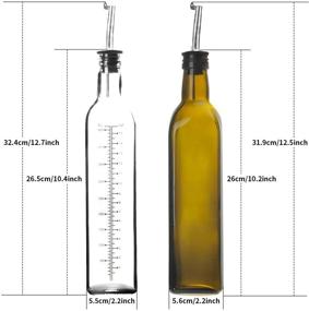 img 3 attached to TAOUNOA 6 Pack 17OZ Oil Dispenser Set: Green Olive Oil Bottle + Transparent Cooking Oil Dispenser with Graduated 500ml Square Glass Bottle - Control Dosage with Nozzle Plug