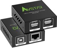 🔌 usb extender 165ft/50m over cat5e/6, 4 usb 2.0 ports, usb over ethernet extension, synchronization for two webcams, plug and play, no driver needed, compatible with windows, macos, android, linux, includes 1.5m usb cable and 5v power avusb50+ logo