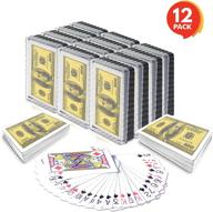 💰 gamie 100 dollar bill playing cards: pack of 12 decks for poker, kids, adults - perfect birthday party favor and gift idea логотип