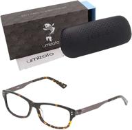 👓 umizato blue blocker glasses for men and women - lightweight acetate and stainless steel gaming blue light glasses for men, adjustable nosepad, spring hinge, handcrafted modern design, clear lens (bagan in tortoise) logo