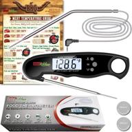 🔥 intel kitchen accurate instant read meat thermometer: dual probe, alarm pre-calibrated digital oven bbq grill smoker air fryer accessory with lcd, backlight, and free meat temperature guide – black logo