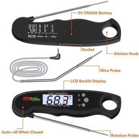 img 1 attached to 🔥 Intel Kitchen Accurate Instant Read Meat Thermometer: Dual Probe, Alarm Pre-Calibrated Digital Oven BBQ Grill Smoker Air Fryer Accessory with LCD, Backlight, and Free Meat Temperature Guide – Black