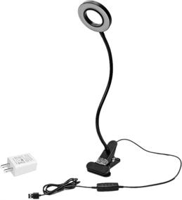 img 4 attached to 💡 EYOCEAN Клипса-светильник для чтения: USB LED настольная лампа с гибкой ночной подсветкой - 3 режима, 9 уровней яркости (включая АС адаптер) для чтения/установки на спинку кровати
