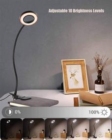 img 3 attached to 💡 EYOCEAN Клипса-светильник для чтения: USB LED настольная лампа с гибкой ночной подсветкой - 3 режима, 9 уровней яркости (включая АС адаптер) для чтения/установки на спинку кровати