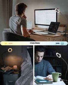 img 1 attached to 💡 EYOCEAN Клипса-светильник для чтения: USB LED настольная лампа с гибкой ночной подсветкой - 3 режима, 9 уровней яркости (включая АС адаптер) для чтения/установки на спинку кровати