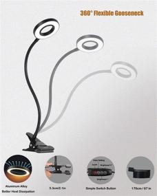 img 2 attached to 💡 EYOCEAN Клипса-светильник для чтения: USB LED настольная лампа с гибкой ночной подсветкой - 3 режима, 9 уровней яркости (включая АС адаптер) для чтения/установки на спинку кровати