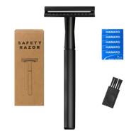 🪒 ultimate men's double edge safety razor: 5 blades, brush included, all standard fit logo