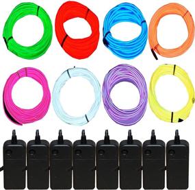 img 4 attached to 🌈 JYtrend 15ft Neon Light El Wire with Battery Pack - 8 Pack of Vibrant Colors (Blue, Green, Red, White, Orange, Purple, Pink, Yellow)