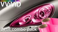 🌸 vvivid pink gloss vinyl headlight foglight transparent wet tint wrap - self-adhesive (12 inch x 24 inch, 2-roll pack) logo