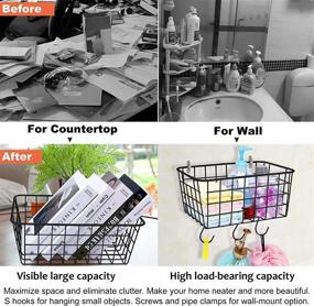 img 2 attached to 📦 Pack of 6 Wire Baskets for Efficient Organization: Metal Basket with Handles, Black Wire Storage Bins for Kitchen, Pantry, Bathroom, Laundry, Freezer, Shelf Cabinets; Optional Wall-Mount Feature Included