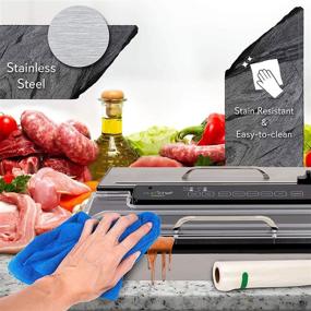 img 2 attached to 🔒 NutriChef PKVS50STS Commercial Grade Vacuum Sealer Machine: Efficient 400W Double Piston Pump Air Machine for Meat Packing, Sous Vide & Storage Preservation – Dry/Wet Seal, Vac Roll Bags, Extra Large Capacity - Silver