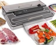 🔒 nutrichef pkvs50sts commercial grade vacuum sealer machine: efficient 400w double piston pump air machine for meat packing, sous vide & storage preservation – dry/wet seal, vac roll bags, extra large capacity - silver logo