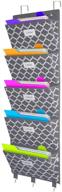 📁 grey lantern pattern over-the-door file organizer with hanging wall mount storage, magazine holders, notebooks, planners, mails - 5 extra large pockets logo