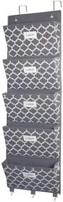 img 2 attached to 📁 Grey Lantern Pattern Over-The-Door File Organizer with Hanging Wall Mount Storage, Magazine Holders, Notebooks, Planners, Mails - 5 Extra Large Pockets