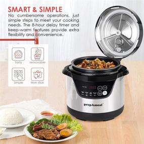 img 3 attached to 🍲 prepAmeal 3 Quart Pressure Cooker: 8-IN-1 Multi-Use Programmable Electric Pot with Instant Cooking, Slow Cooking, Rice Cooking, Steaming, Sautéing, Browning, and Warming Functions