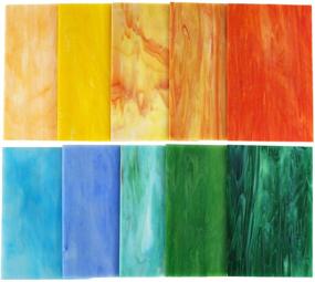 img 3 attached to Набор разноцветных плиток Lanyani 10 листов: крупные кафедральные стеклянные мозаичные плитки для ремесел (смешанный цвет) - Витражные листы, оптимизированные для SEO.