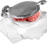 🍔 premium burger press and patty paper combo set for restaurant quality results. heavy-duty cast aluminum 4.5 inch hamburger maker with 1000 pk 4.75 x 5 nonstick wax butcher squares! ideal for .25 lb ground beef or chop steak patties. logo