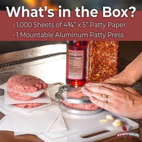 img 3 attached to 🍔 Premium Burger Press and Patty Paper Combo Set for Restaurant Quality Results. Heavy-Duty Cast Aluminum 4.5 Inch Hamburger Maker with 1000 Pk 4.75 x 5 Nonstick Wax Butcher Squares! Ideal for .25 Lb Ground Beef or Chop Steak Patties.