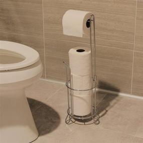 img 2 attached to Chrome Finish Toilet Paper Roll Storage Holder Stand by SimpleHouseware - Optimal Bathroom Organizer