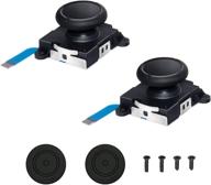 🕹️ enhanced 3d replacement joystick analog for nintendo switch - 2-pack with thumb stick caps & screws (black) logo