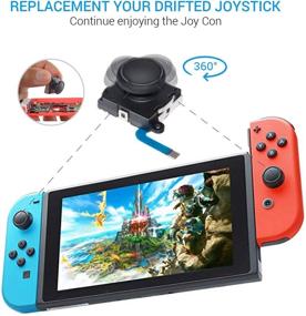 img 2 attached to 🕹️ Enhanced 3D Replacement Joystick Analog for Nintendo Switch - 2-Pack with Thumb Stick Caps & Screws (Black)