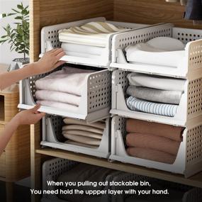 img 2 attached to 📦 Stackable Plastic Storage Baskets 4-Pack – Foldable Organizers for Closet, Drawer, Shelf – 4L Storage Containers for Wardrobe, Cupboard, Kitchen, Bathroom, Office (Pinkpum)