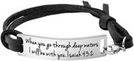 📿 inspirational leather bracelet for women - engraved bible verse silver jewelry by yiyang logo