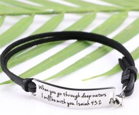 img 3 attached to 📿 Inspirational Leather Bracelet for Women - Engraved Bible Verse Silver Jewelry by Yiyang