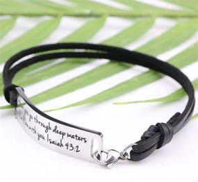 img 2 attached to 📿 Inspirational Leather Bracelet for Women - Engraved Bible Verse Silver Jewelry by Yiyang