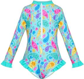 img 4 attached to 👧 Nidoul Kid Girls Rash Guard Swimsuit - Stylish Sun Protection Swimwear for Girls 4-8Y