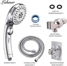 img 2 attached to 🚿 Enhance Your Shower Experience with LOHNER ON/OFF Shower Kit: 5-Settings Hand Held Shower Head, Shower Hose, and Adhesive Shower Head Holder