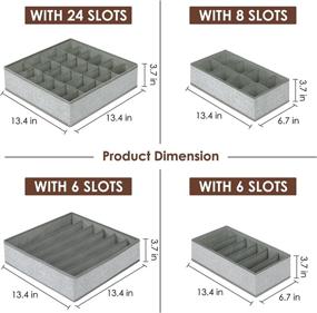 img 2 attached to 🗄️ Grey Foldable Drawer Organizers Set - 4 Bins | Sock Underwear Organizer & Closet Divider for Clothes, Socks, Underwear, Storage Box