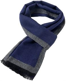 img 4 attached to Stylish Men's White Gray Scarf: Perfect Autumn Winter Accessory