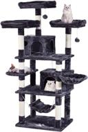 🐾 jissbon grey multi-level cat tree with sisal scratching posts, plush perches, dual condo, basket, and removable hammock - activity centre furniture for large cats logo