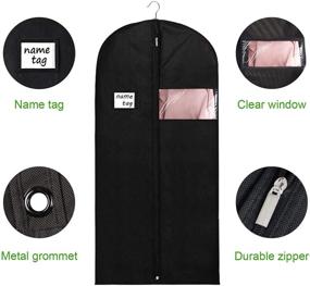 img 1 attached to 👗 KEEGH Set of 6 Hanging Garment Bags - 60 Inch Black Cloth Coat Covers with Zipper and Clear Window - Closet Dress Gown Storage Solution