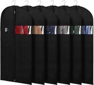 👗 keegh set of 6 hanging garment bags - 60 inch black cloth coat covers with zipper and clear window - closet dress gown storage solution логотип