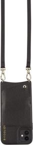 img 1 attached to Stylish Black Leather Bandolier Emma Crossbody Phone Case with Gold Detail for iPhone 12/12 Pro - Includes Convenient Wallet